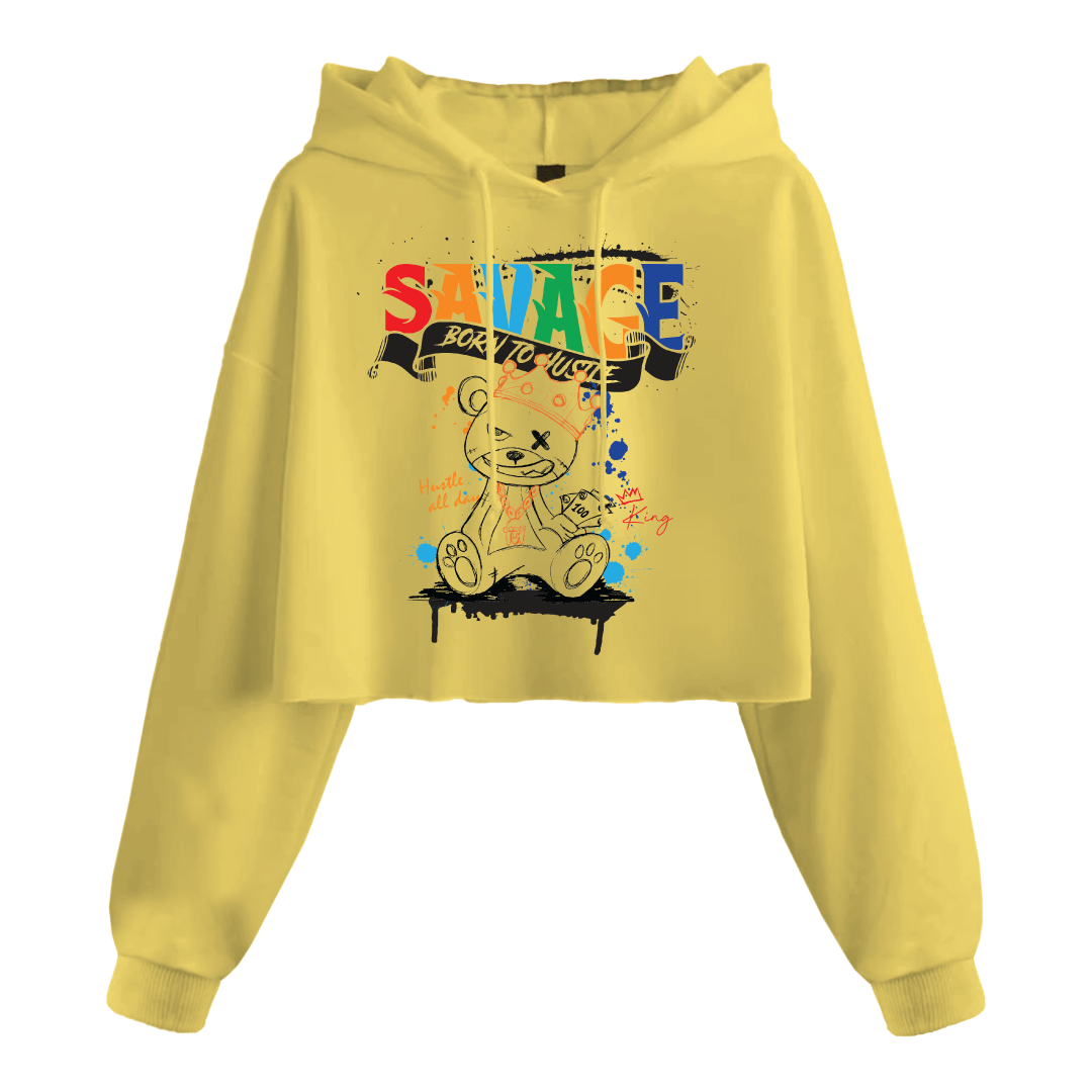 JR SAVAGE BORN TO HUSTLE CROP HOODIE