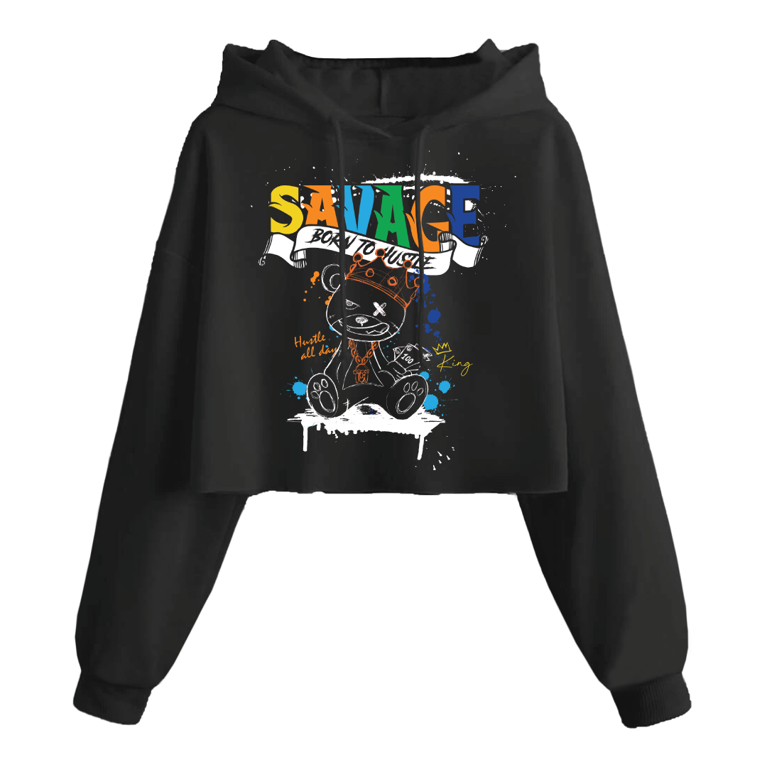 JR SAVAGE BORN TO HUSTLE CROP HOODIE