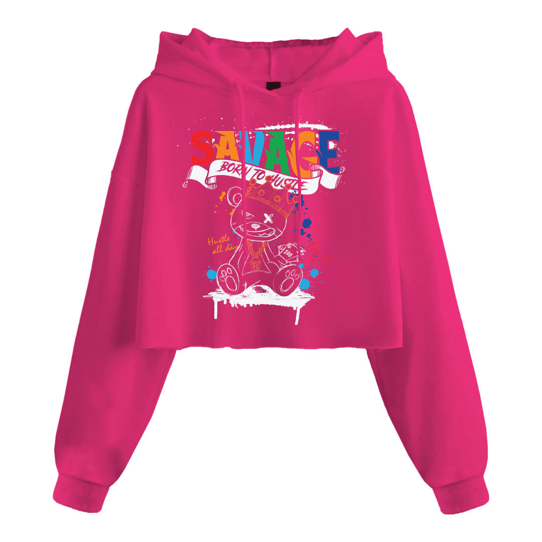 JR SAVAGE BORN TO HUSTLE CROP HOODIE