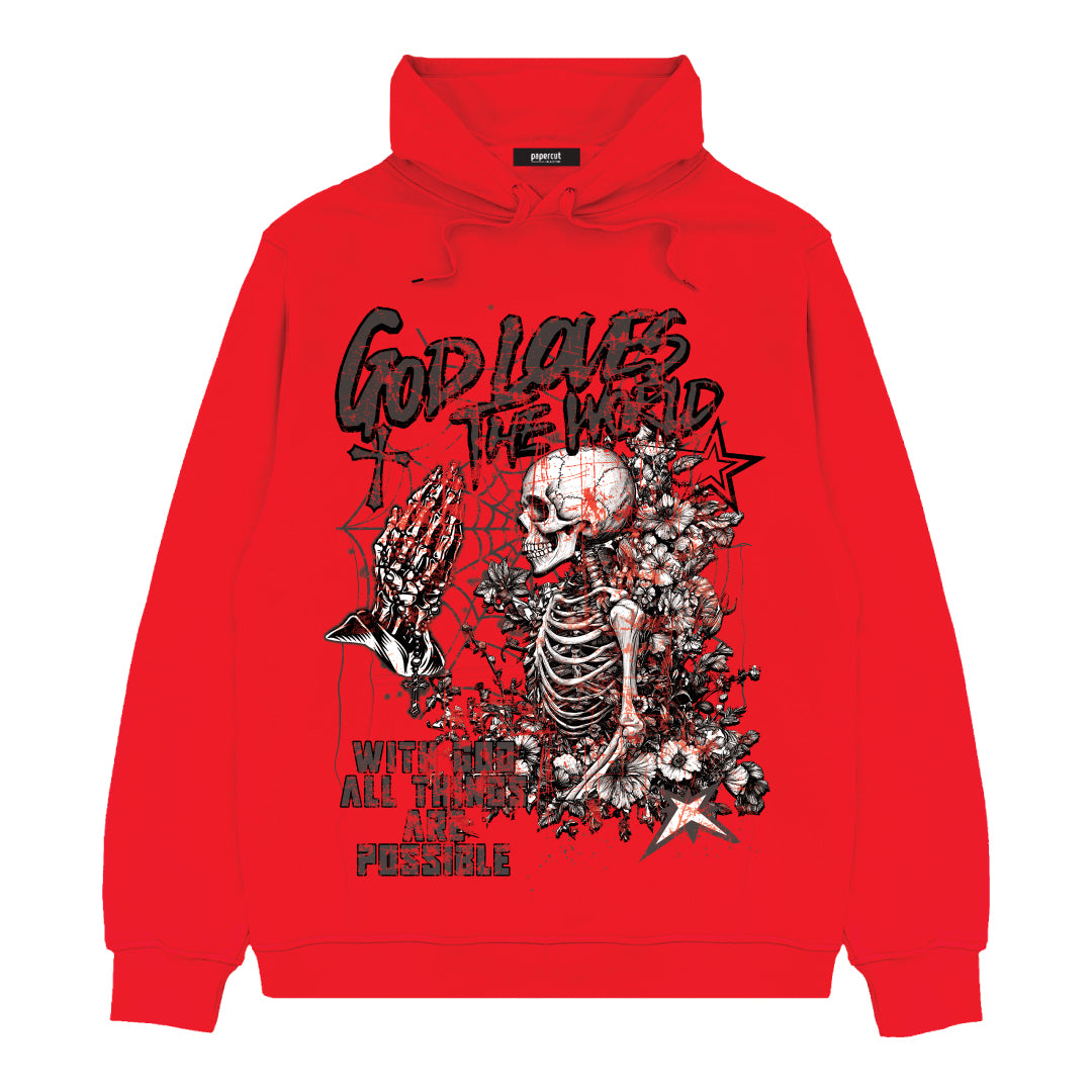 GOD LOVES THE WORLD PRINTED HOODIE