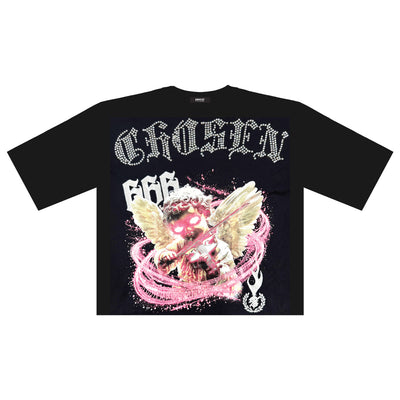 CHOSEN RHINESTONE OVERSIZED CROP TEE