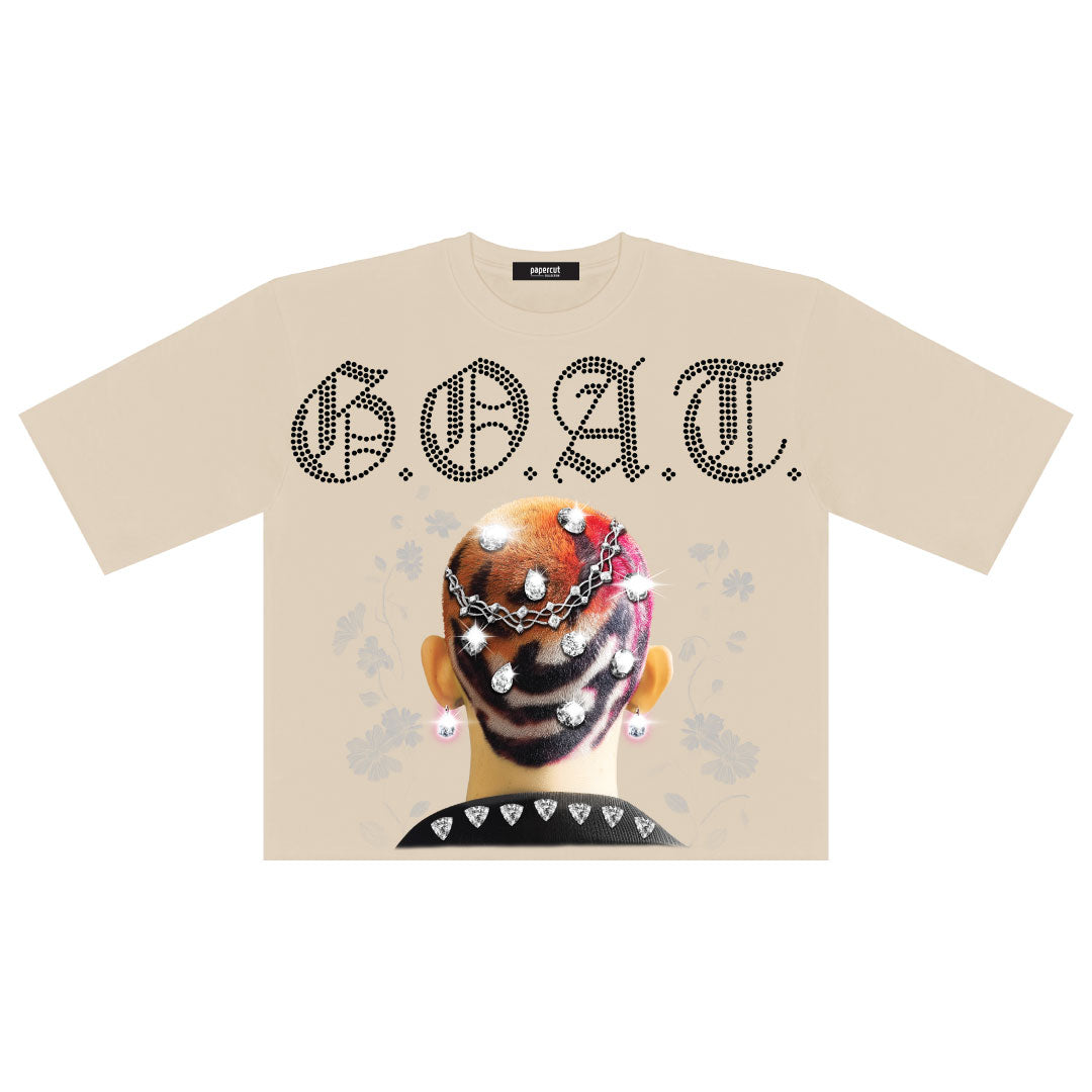 GOAT RHINESTONE OVERSIZED CROP TEE