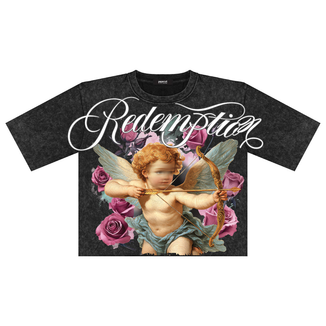 papercut ANGEL OVERSIZED DIGITAL CROP TEE – 3Forty