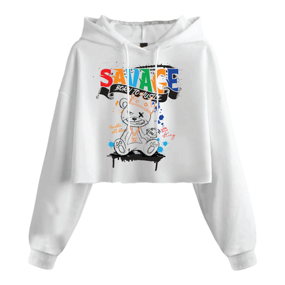 JR SAVAGE BORN TO HUSTLE CROP HOODIE