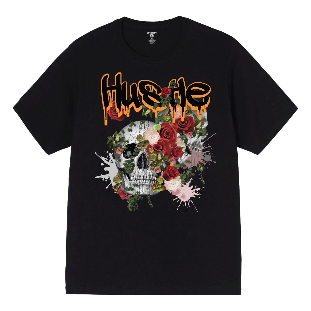 HUSTLE SKULL AND ROSES DIGITAL TEE